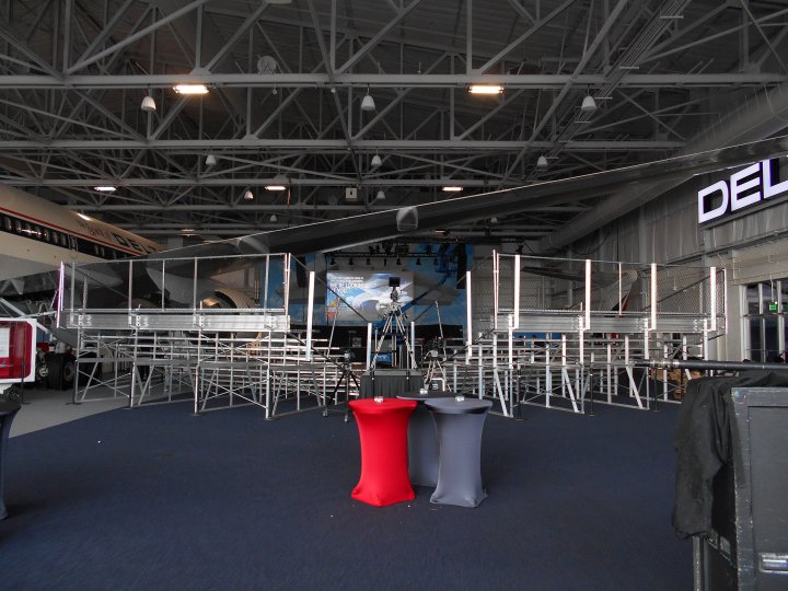 Bleacher Seating in Airplane Hanger