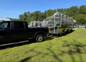 8-row Mobile Bleachers being Towed